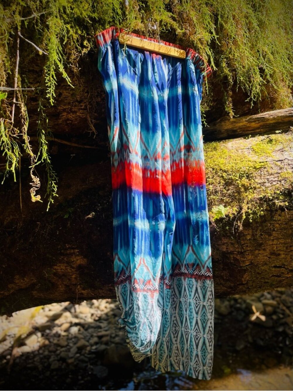 BISOU BISOU | L | Michele Bohbot NWT Sheer Gauze Palazzo Pants Shorts Ikat Boho - Picture 4 of 9